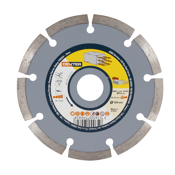 Jogo de Disco de Corte Diamantado Segmentado e Contínuo 125x22,23mm 2 peças Dexter